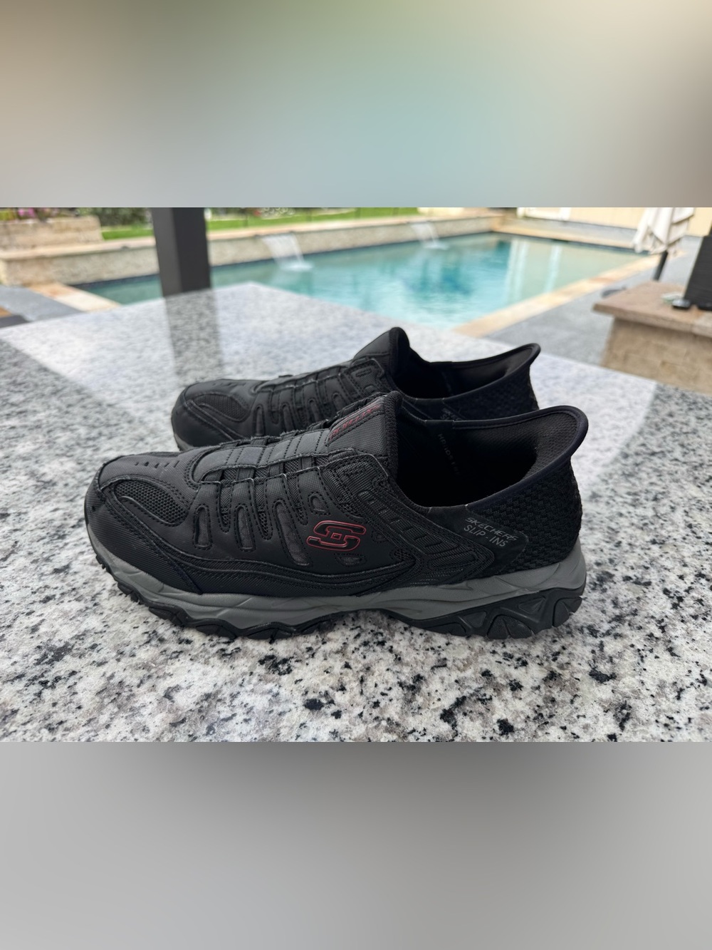 Skechers Black Slip-On Loafers with Red Logo Accent size 11.5
